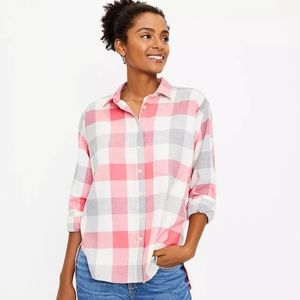 Loft Plaid Cozy Pocket Shirt